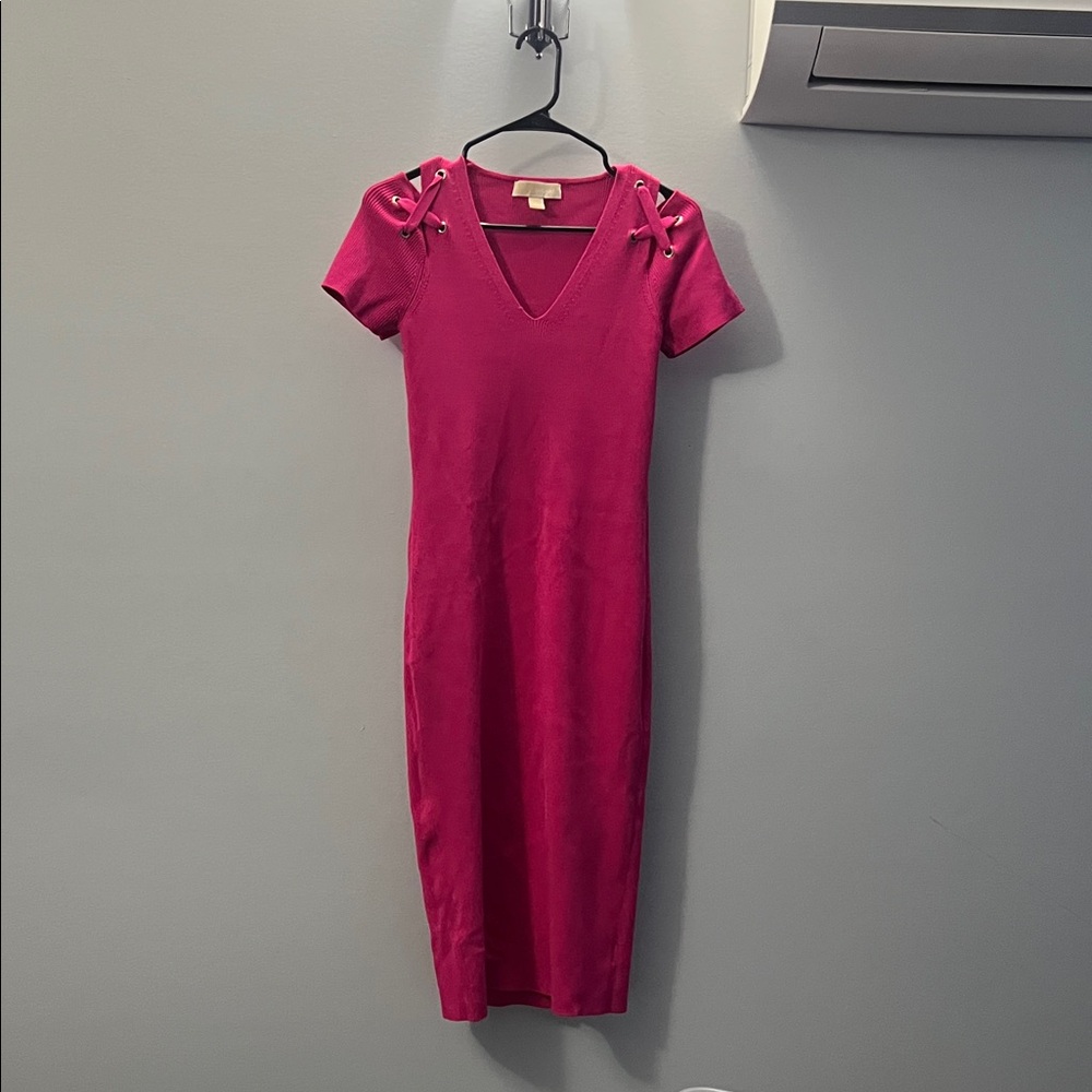Michael Kors Fuchsia Maxi Dress with V-Neck